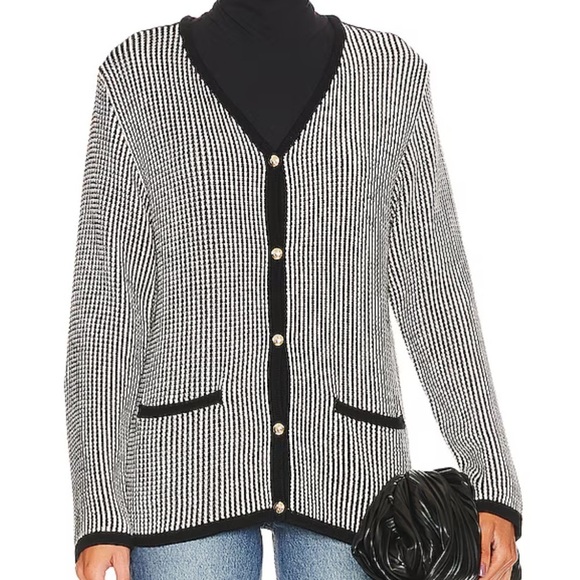 NWT Anine Bing Dave Stripe Black and White Cardigan Size Medium - Picture 13 of 13